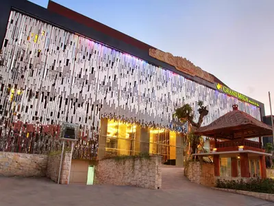a building with a bunch of wine bottles on it at Grand Mega Resort & Spa Bali in Kuta