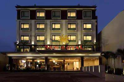 a building with a sign in front of it at Sun Royal Hotel in Kuta