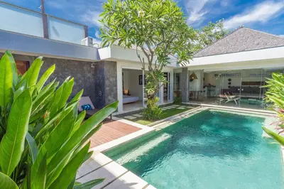 a swimming pool in the backyard of a house at Vishuddha Ajna Villa - Outstanding 2 bdr villa - GREAT LOCATION! in Seminyak