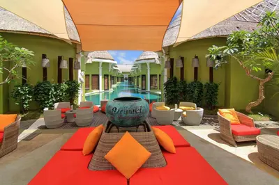 a resort with a red carpet and a pool at Villa Seminyak Estate & Spa - By Astadala in Seminyak