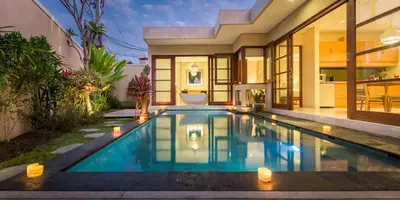 a swimming pool in the backyard of a house at Beautiful Bali Villas - 6 mins walk to the beach in Legian