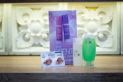 a group of products sitting on top of a table at The Nyaman Hotel Bali in Kuta