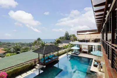 an overhead view of a swimming pool on a building at Villa Jamalu by Nakula in Jimbaran