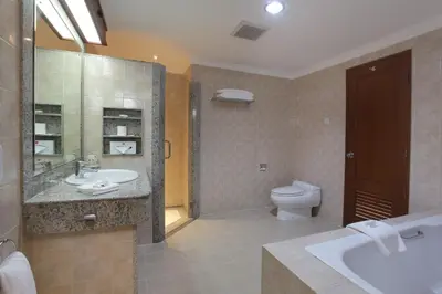 a bathroom with a sink and a toilet at Peninsula Beach Resort in Nusa Dua