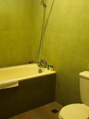 a bathroom with a bath tub and a toilet at Niramaya Villa in Seminyak