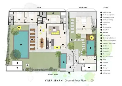 a plan of a villa grammar ground floor plan hoop at Villa Senan in Seminyak