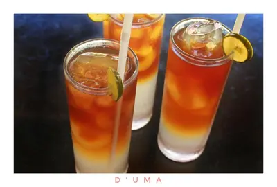 a group of three drinks sitting on a table at Bali Eco Living Yoga Healing Meditation and Retreat Center in Denpasar
