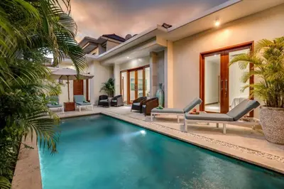 an image of a swimming pool in a villa at Central Seminyak, 3BR, Ensuites, Sleep 6, Peaceful in Seminyak