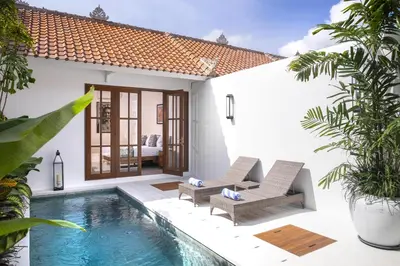 a pool in the backyard of a villa at Villa Anahera Seminyak in Seminyak