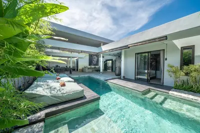 an image of a swimming pool in a villa at Villa Wiraja 2 - Classy 4 bdr villa in the heart for Canggu in Canggu