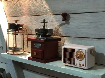 a table with a heater and a blender and a toaster at Bali WOW! Bungalows, Nusa Dua Benoa in Nusa Dua