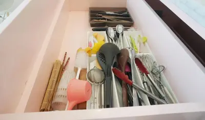 a drawer filled with lots of utensils at PEKO VILLA - 1 BED - SEMINYAK in Seminyak