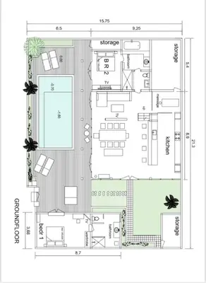 a floor plan of a building at Villa Amana Seminyak in Seminyak