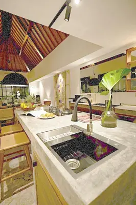 a kitchen with a sink in a kitchen at MASARA Villa - 5Min to Canggu - 2Min to Shops & Restaurants in Canggu