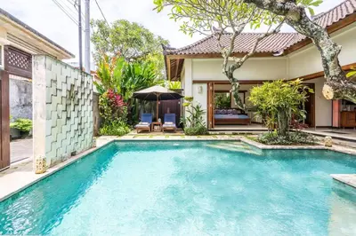 an image of a swimming pool in front of a house at Taman Rahasia by iBali Management in Kerobokan