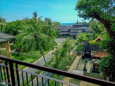 a view of a resort from a balcony at Club Bali Suite Legian in Legian